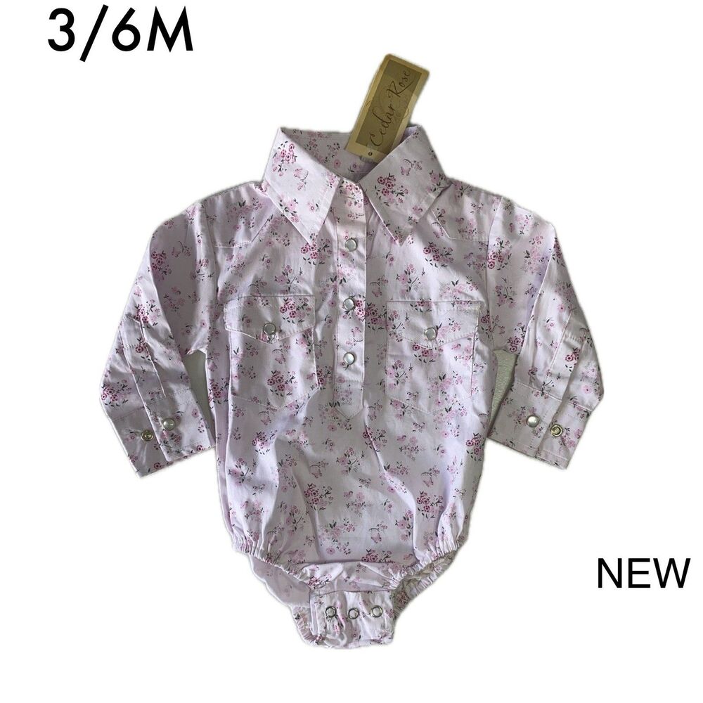 Cedar Rose Baby Girl Floral Western Snap Bodysuit 3/6M New